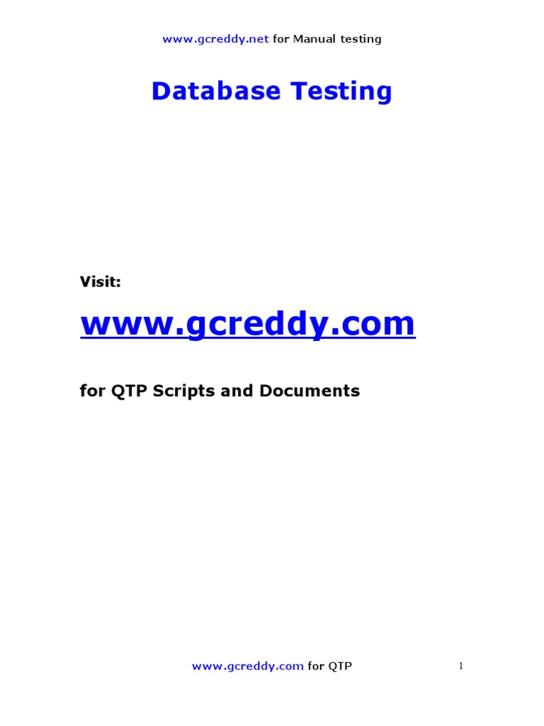 Database Testing: For QTP Scripts and Documents | PDF | Databases ...
