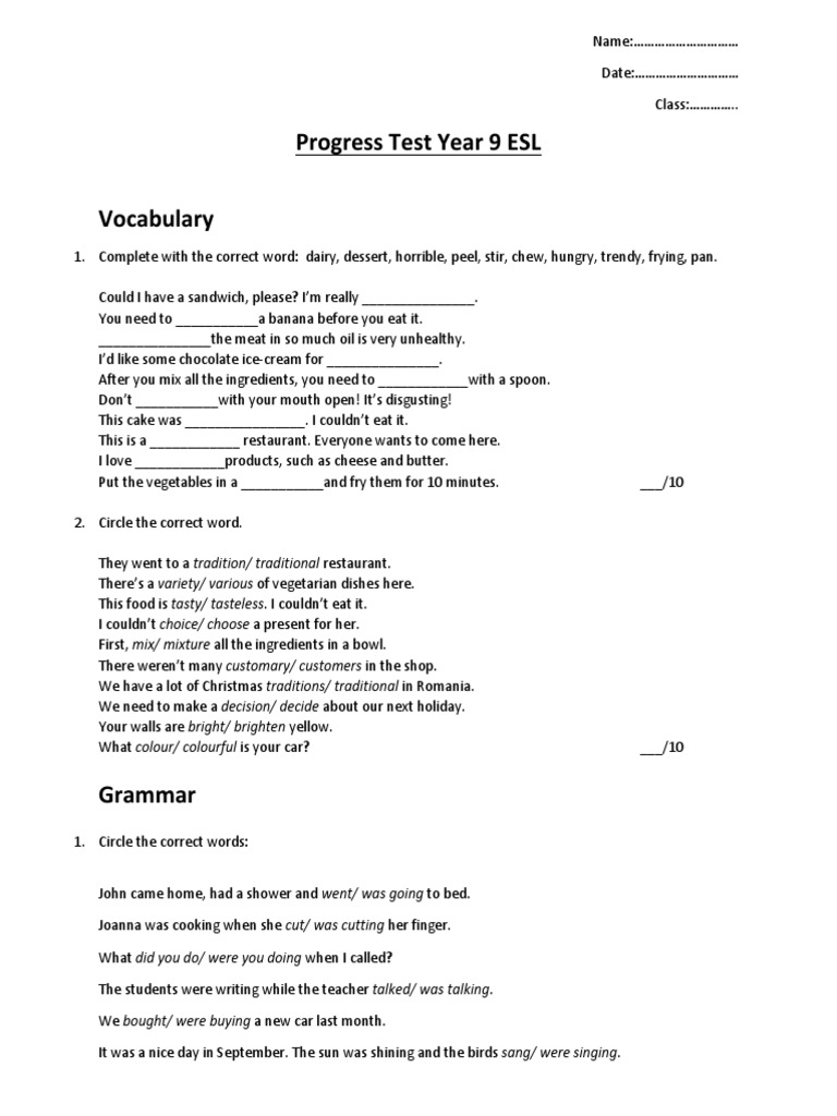 new close up b1 unit 4 test