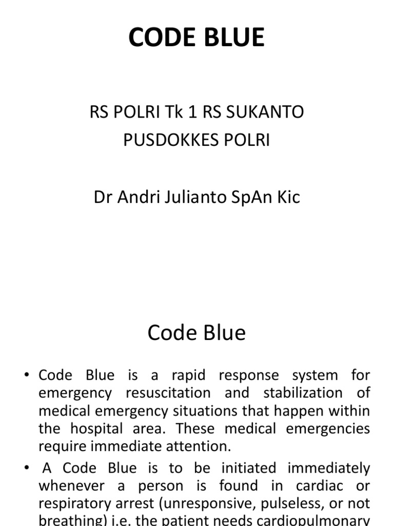 Code Blue | PDF | Cardiopulmonary Resuscitation | Cardiovascular System