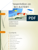 Presentation On Bio-Battery: Submitteb By: Shivani Singh 1642220029