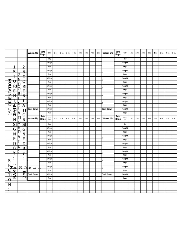 Weekly Workout Plan with Warm-Up Details | PDF