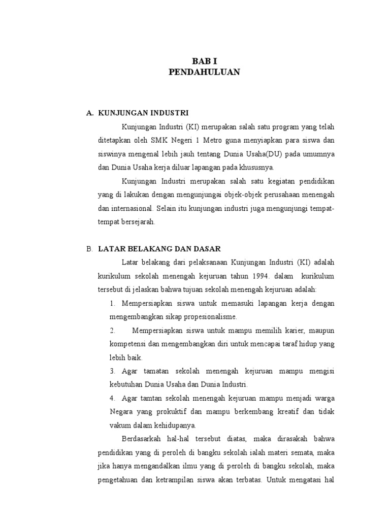 Izi Proposal Kunjungan Industri Smk N 1 Metro 2008