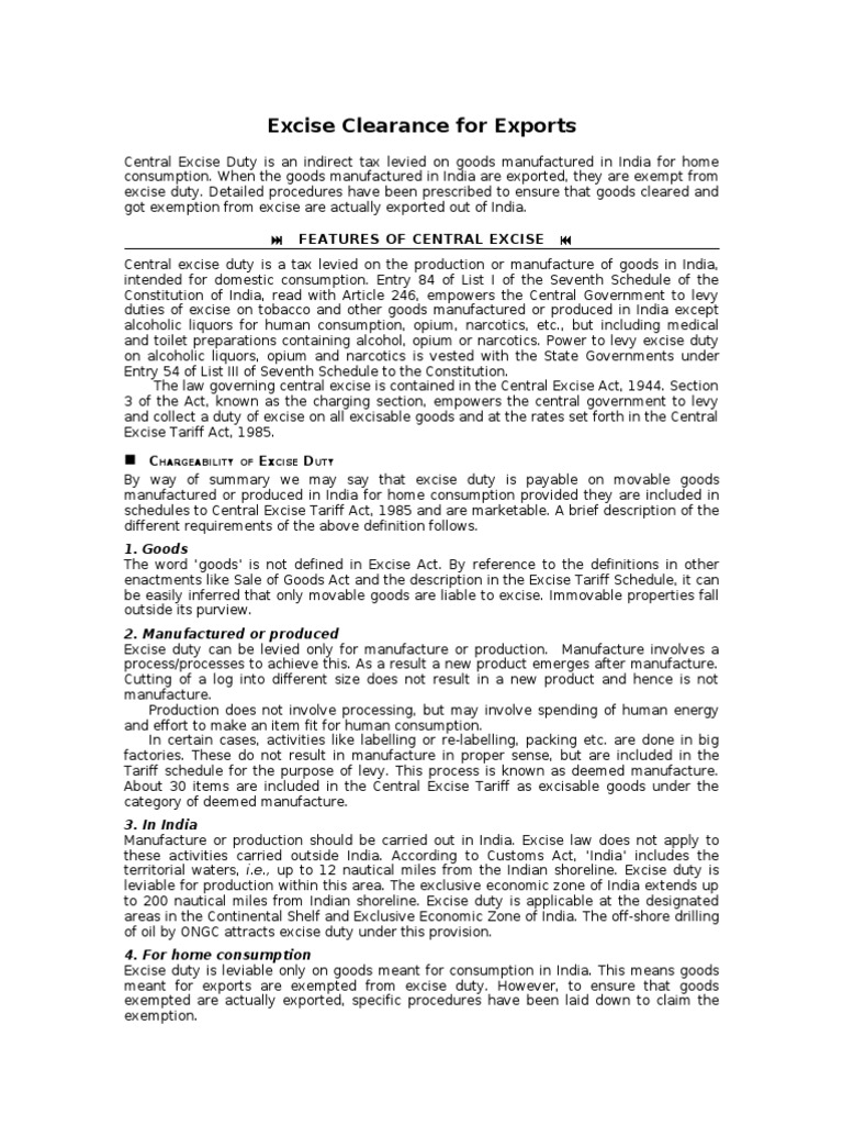 Excise Clearance Procedures for Exports | PDF | Excise | Taxation
