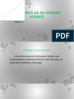 Economics As An Applied Science by Jessa