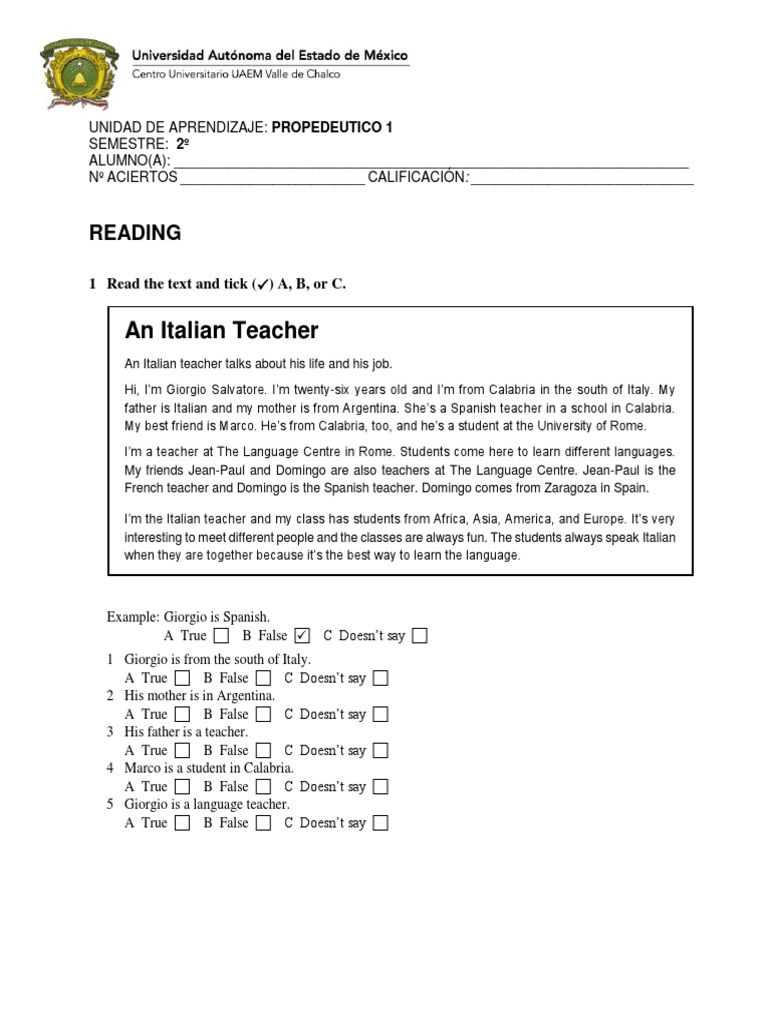 Italian Comprehension Test Guide | PDF | Italy | Linguistics
