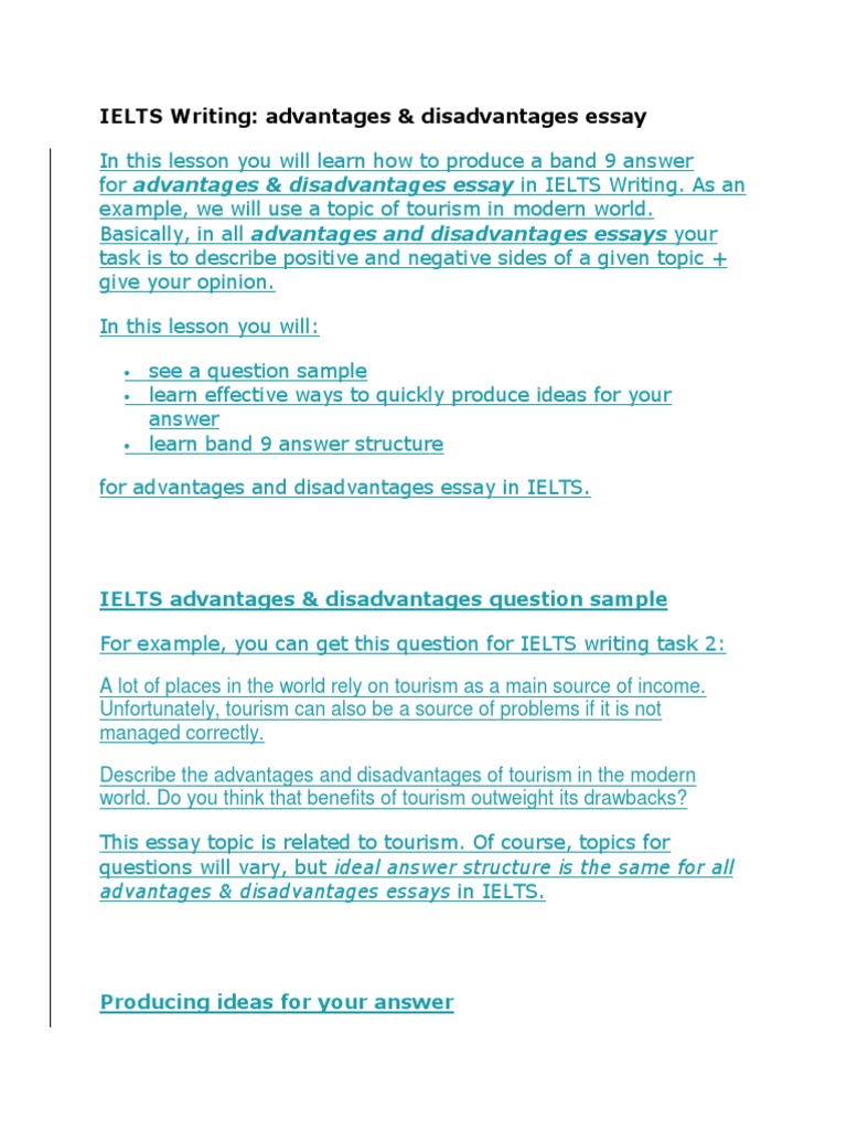 IELTS Writing Advantages or Disadvantages Essay | PDF | Tourism