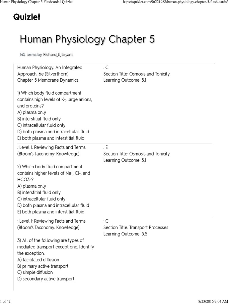 CH 5 Membrane Dynamics Test PDF | PDF | Ion Channel | Cell Membrane
