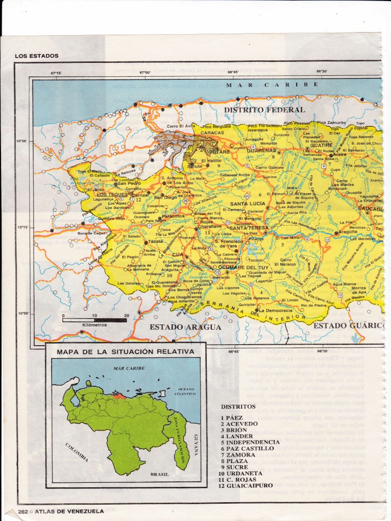 Mapa del Estado Miranda, Venezuela | PDF | Regiones culturales | Pueblo ...