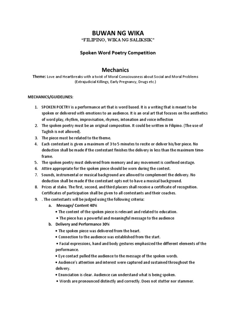 BUWAN NG WIKAspoken poetry.docx  Stuttering  Poetry