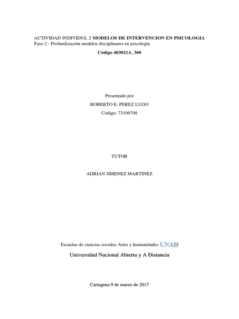 Modelos de Intervención en Psicología | PDF | Sicología | Comportamiento