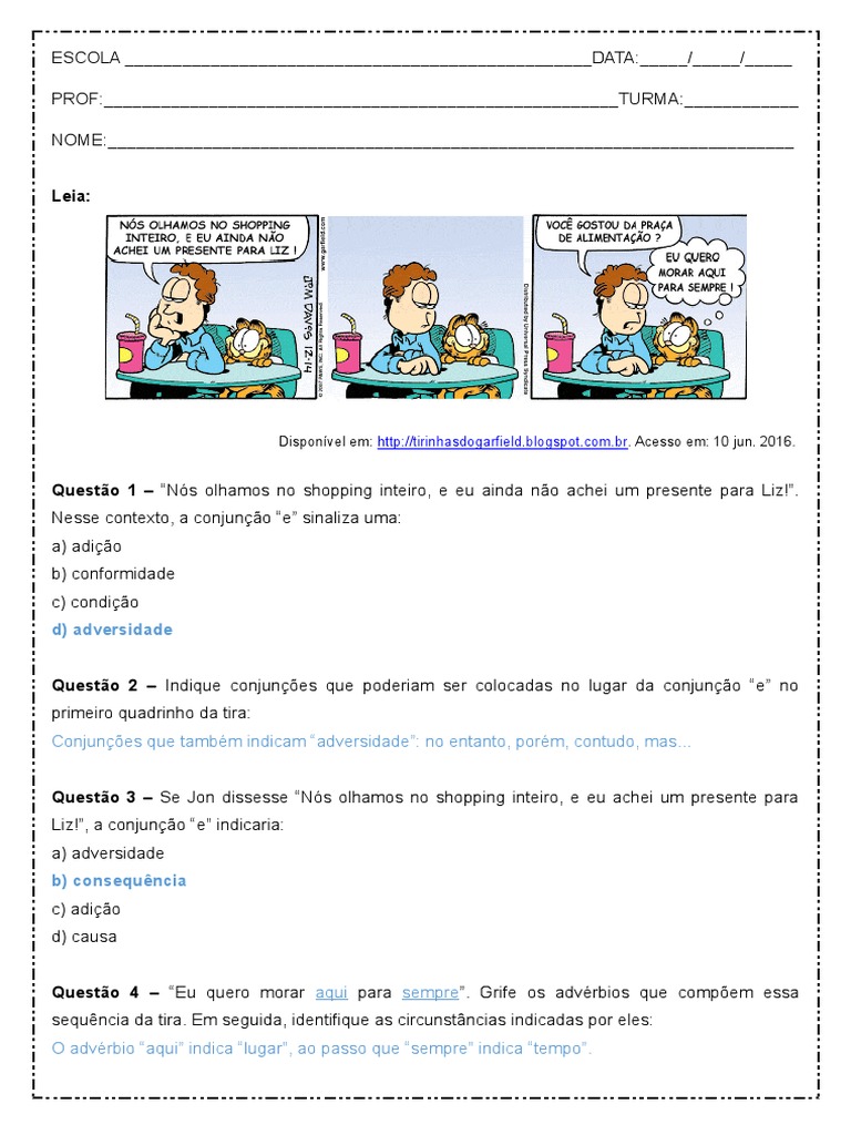 Atividades sobre Conjunções para 5º Ano | PDF | Carreira e Crescimento