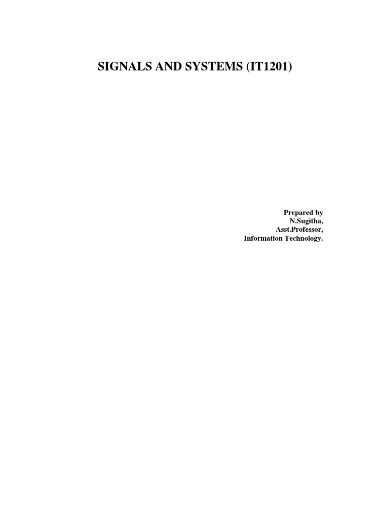 Signals and Systems Overview IT1201 | PDF | Convolution | Discrete ...