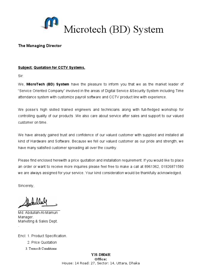 Quotation for CCTV 2