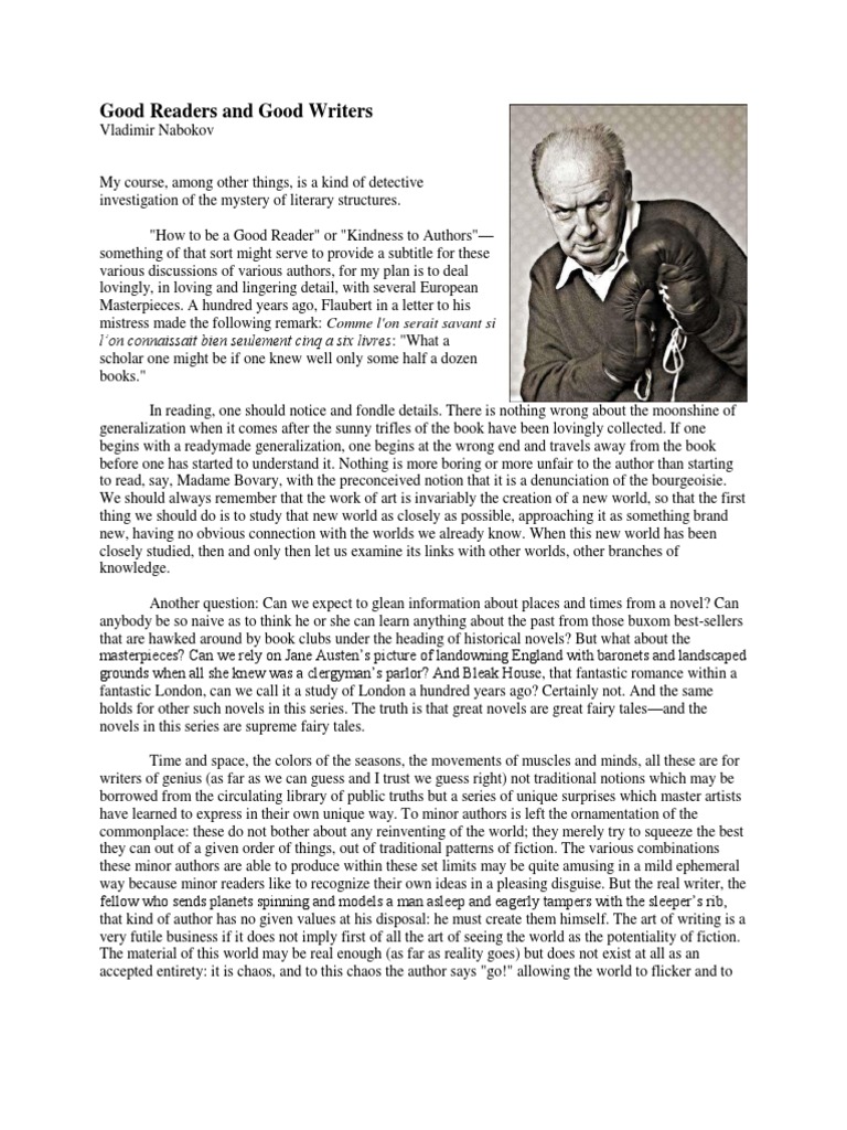 Vladimir Nabokov, Good Readers and Good Writers Download Free PDF Novels Imagination