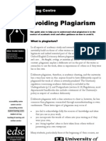 Avoiding Plagiarism: Student Learning Centre
