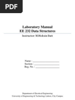 Laboratory Manual EE 232 Data Structures: Instructor: M.Mohsin Butt