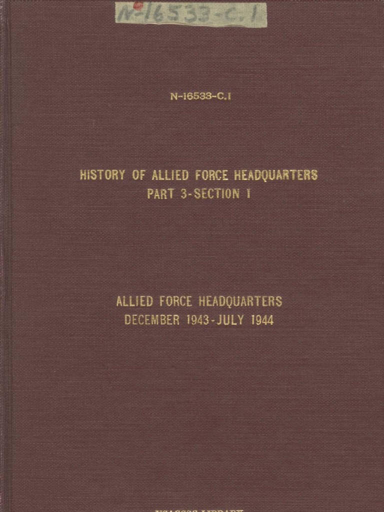 Allied Forces HQ History (1944) PDF Commander In Chief Defense Policy