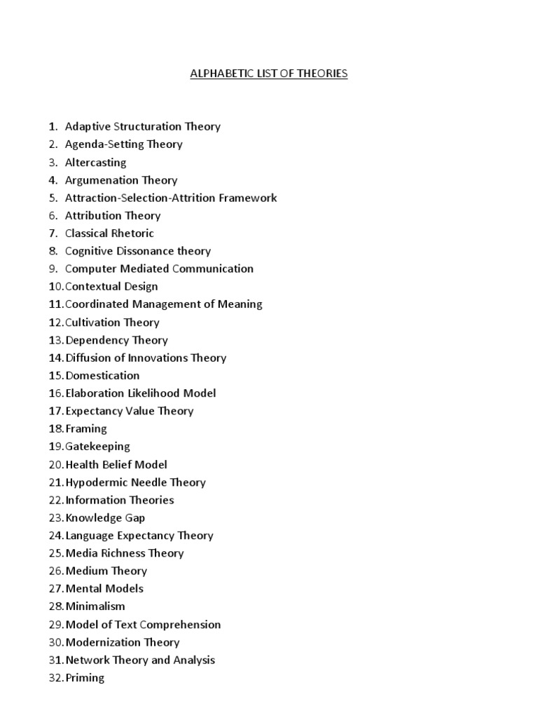 List of Mass Communication Theories | PDF | Argumentation Theory | Rhetoric
