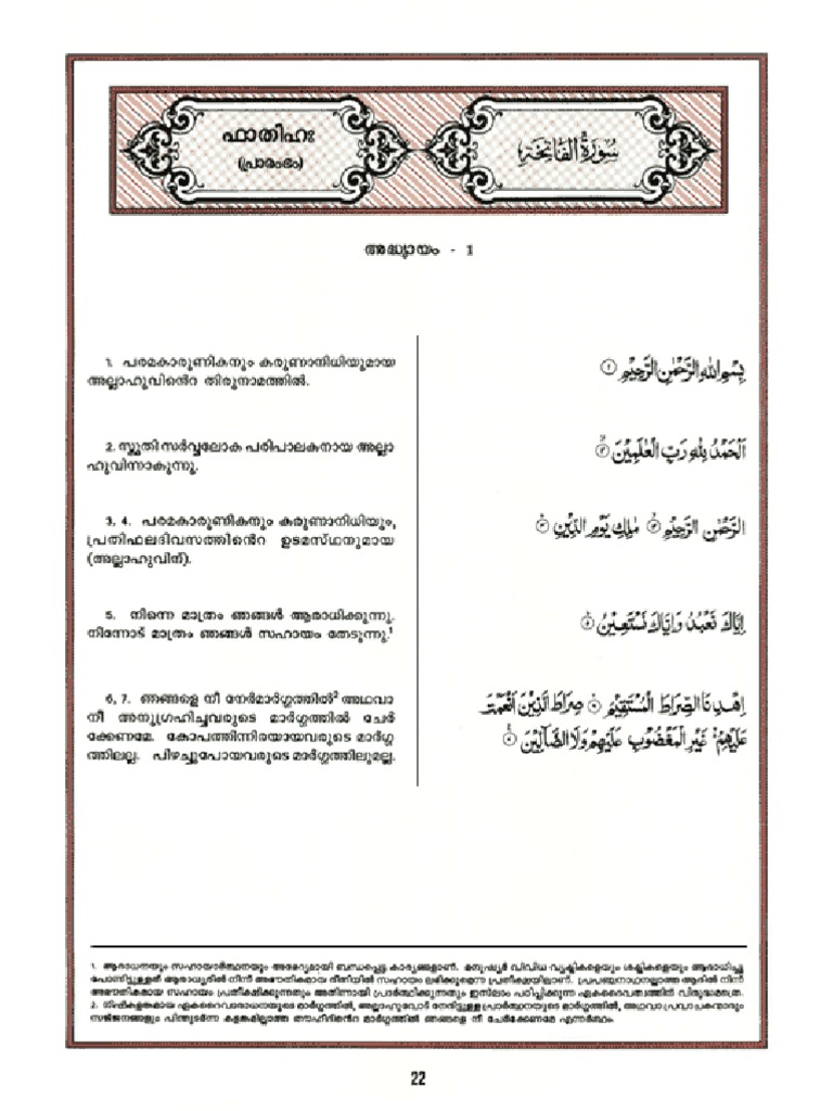 The Holy Quran Malayalam Translation Of Meaning Muhammad Quran