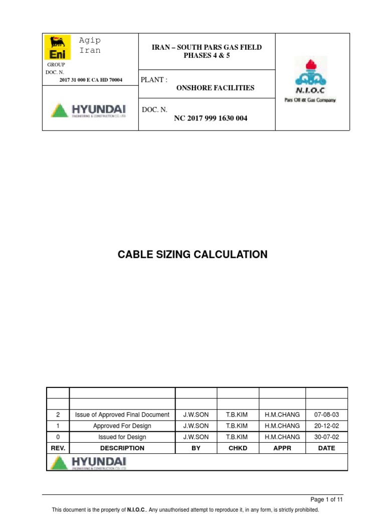 Cable Sizing for South Pars Project | PDF | Alternating Current ...