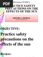 Practice Safety Precautions On The Effects of The Sun: Q4 Lesson 70 DAY 2