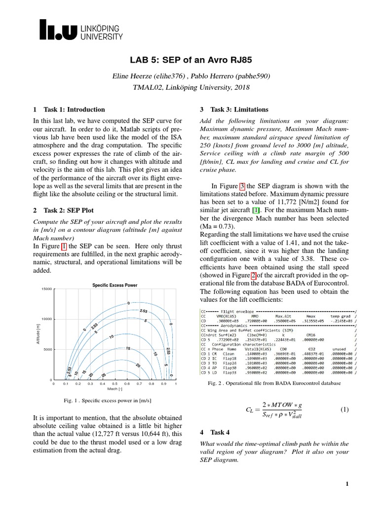 Lab5 SEP Aircraft PDF | Download Free PDF | Aerospace | Aerodynamics