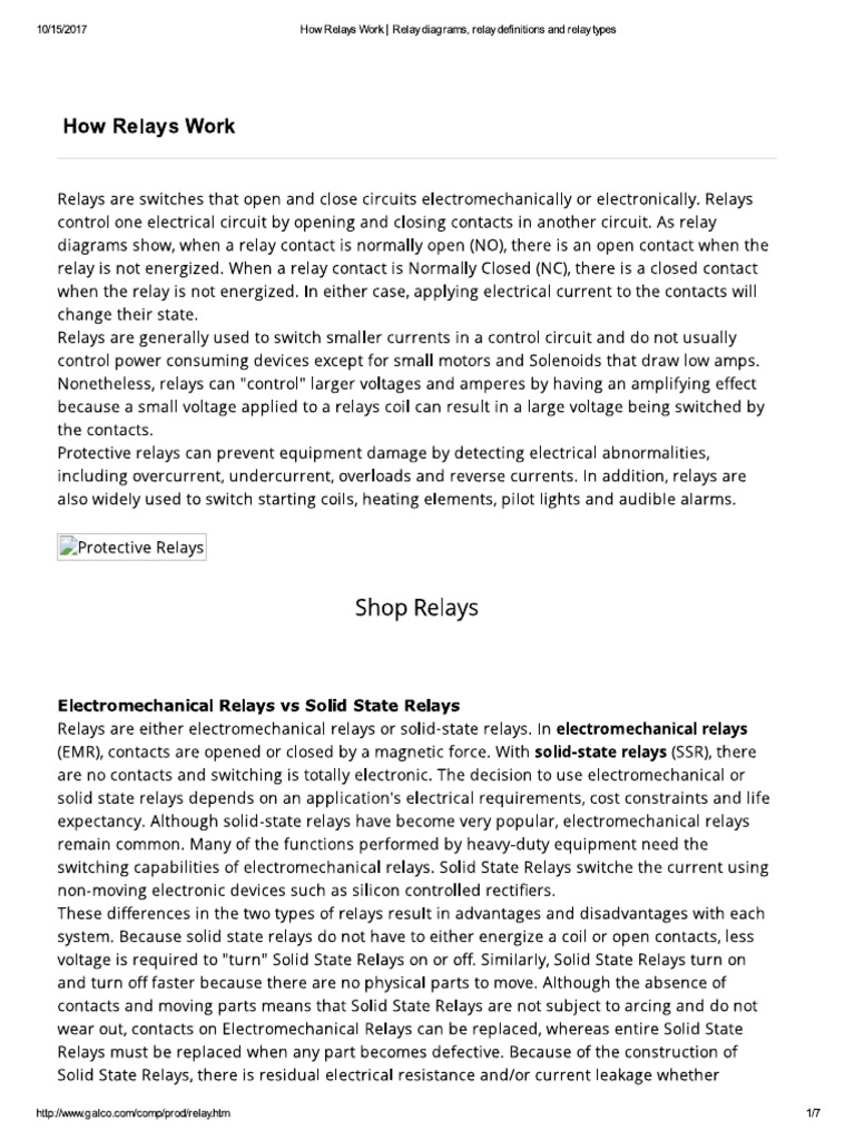 How Relays Work Relay Diagrams, Relay Definitions and Relay Types PDF