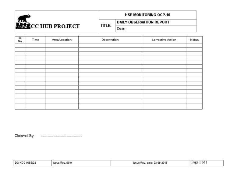 Daily Observation Report PDF