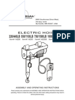 Electric Hoist Assembly and Operating Instructions