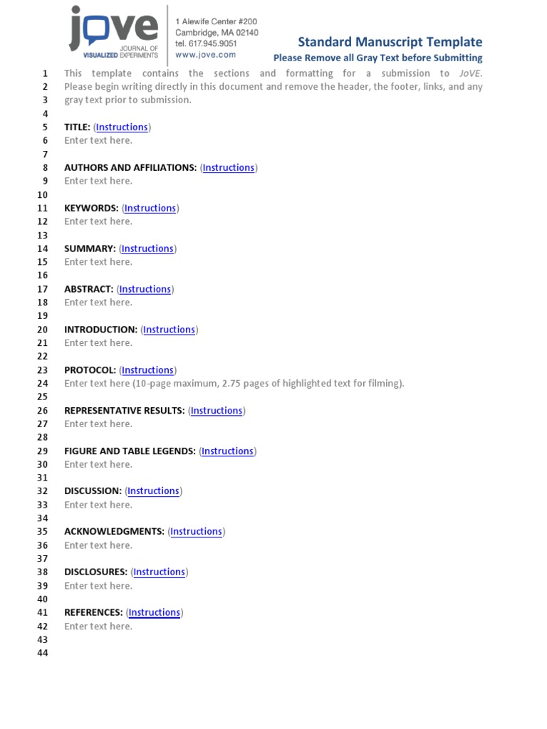 Standard Manuscript Template: Instructions | PDF | Citation | Nature