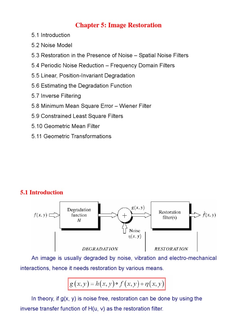 Image Restoration Techniques Overview | PDF | Filter (Signal Processing ...