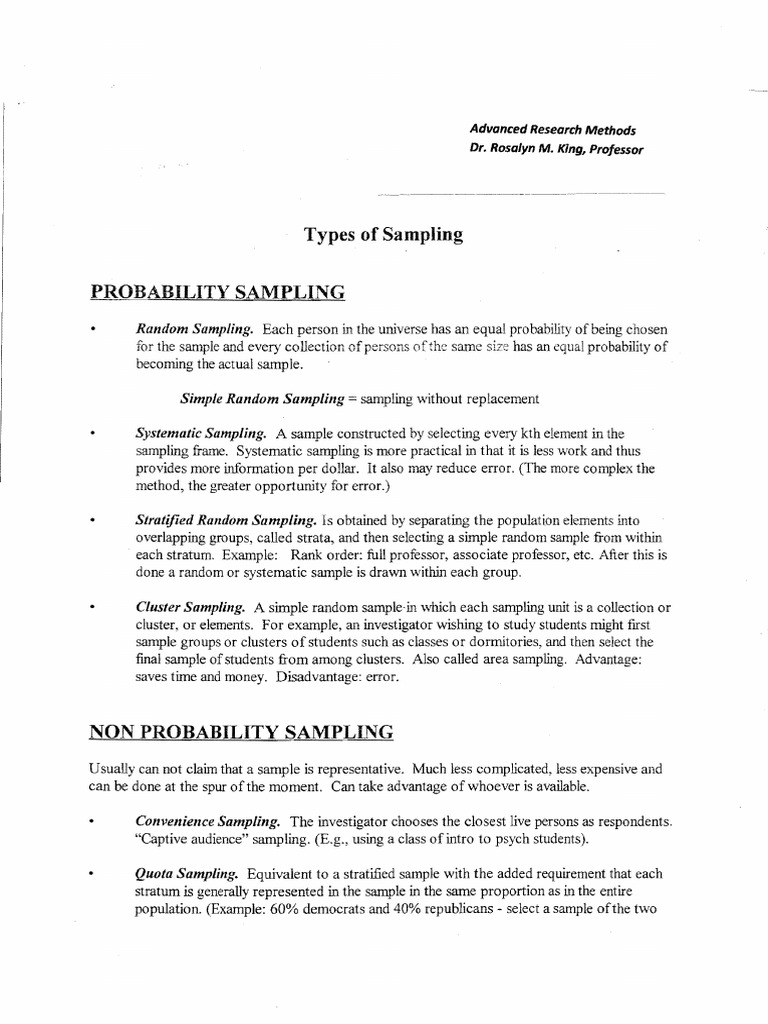 Types of sampling pdf pdf sampling statistics probability and