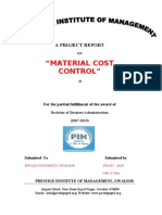 "Material Cost Control": A Project Report