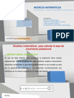 Modelos Matemáticos: para Hallar La Tasa de Crecimiento Poblacional