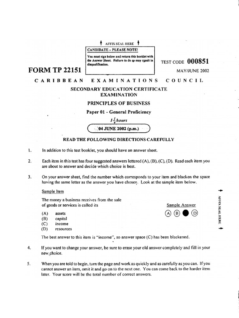 Csec Pob June 2002 P1 Pdf Taxes Monopoly