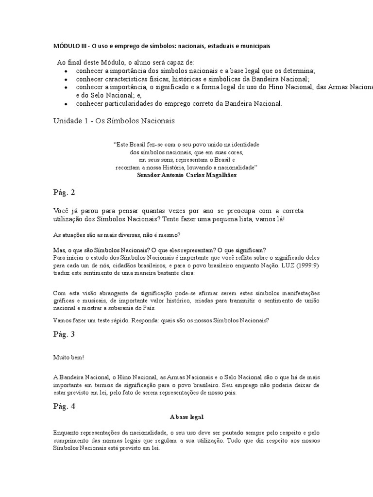 Símbolos Nacionais do Brasil: Uso e Importância | PDF | Bandeira | Governo, image size:768x1024