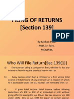 Filing of Returns (Section 139) : By-Mohan Patel Mba 3 Sem. Monirba