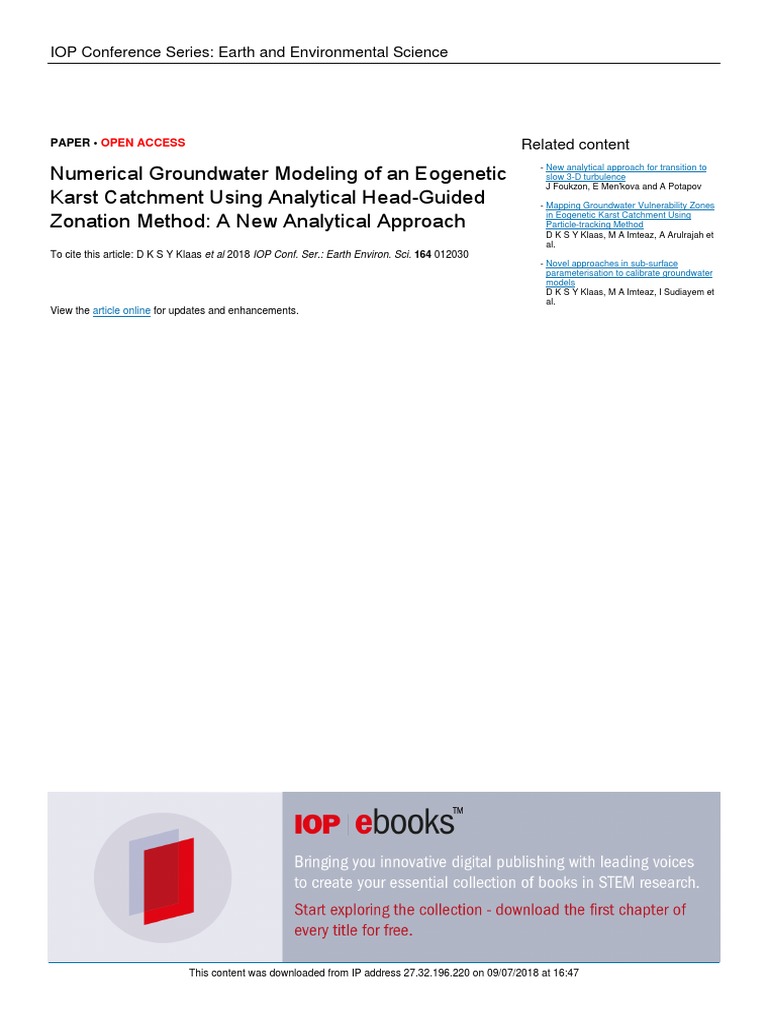 2018 Klaas Numerical Groundwater Modeling PDF | PDF | Physical ...