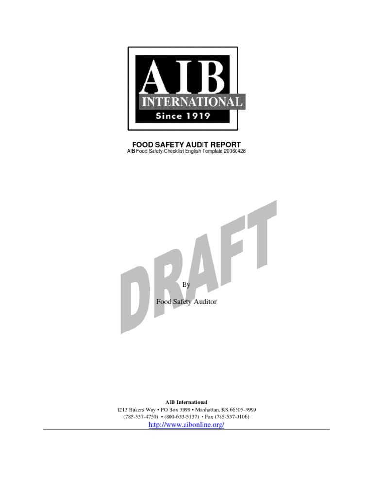 Food Safety Audit Report | PDF | Hazard Analysis And Critical Control ...