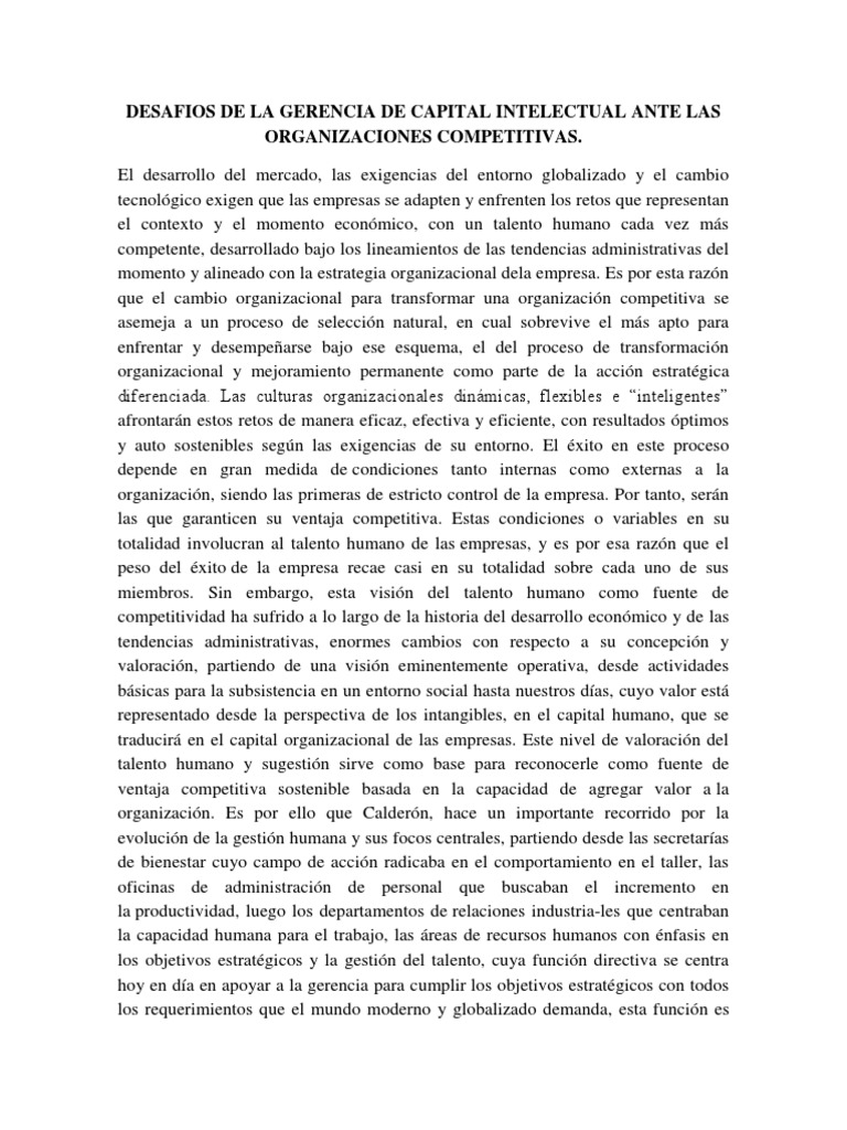 Desafos de La Gerencia de Capital | PDF | Gestión del talento | Gestión ...