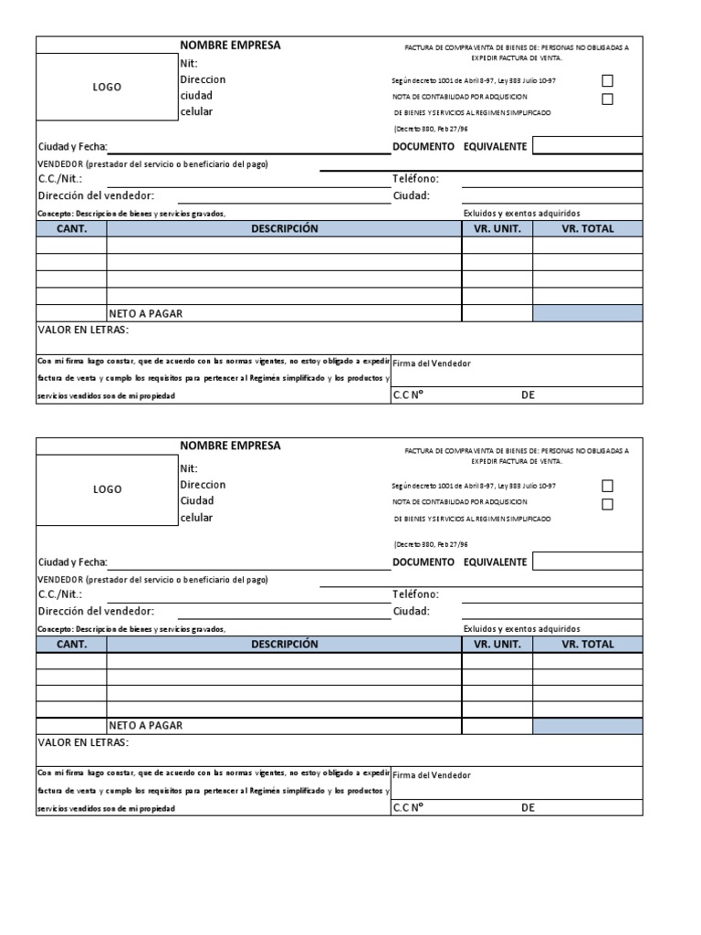 Formato documento equivalente 2020