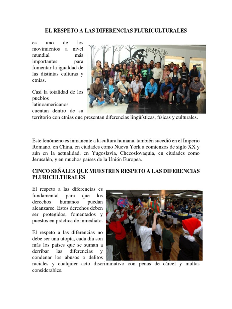 El Respeto A Las Diferencias Pluriculturales | PDF | Interculturalidad ...