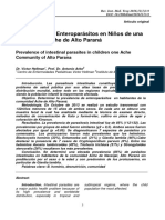 Prevalencia de Enteroparasitos en Niños de Una Comunidad de Ache de Alto Paraná.