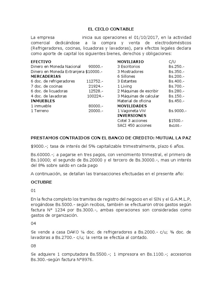 Ejemplo de Estado de Situación Inicial | PDF | Compartir (Finanzas ...