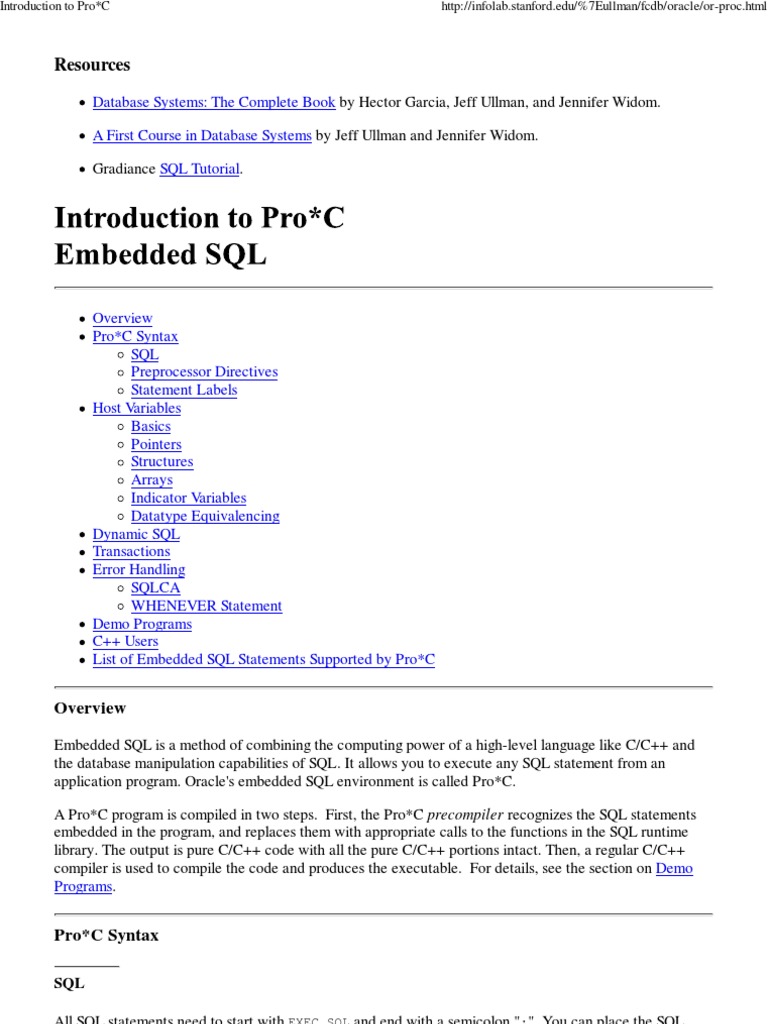 Introduction To Pro - C | PDF | C (Programming Language) | Sql