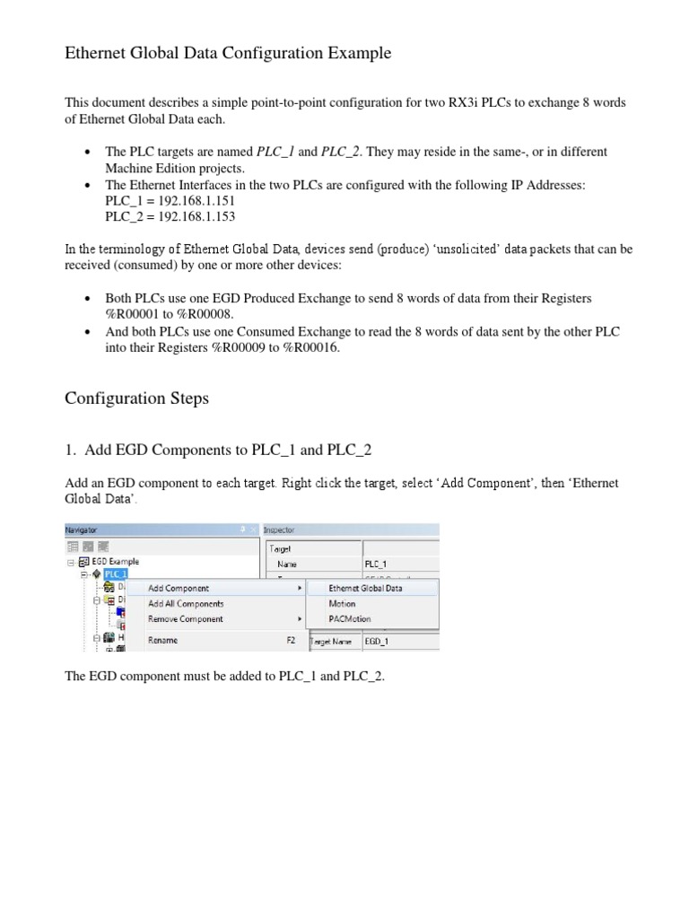 Ethernet Global Data Configuration Example | PDF | Ethernet ...
