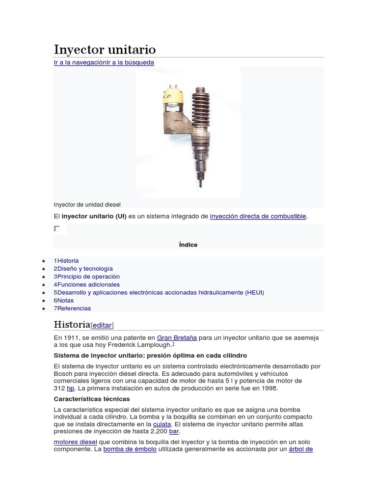 Inyector Unitario: Tecnología y Aplicaciones | PDF | Tecnología del ...