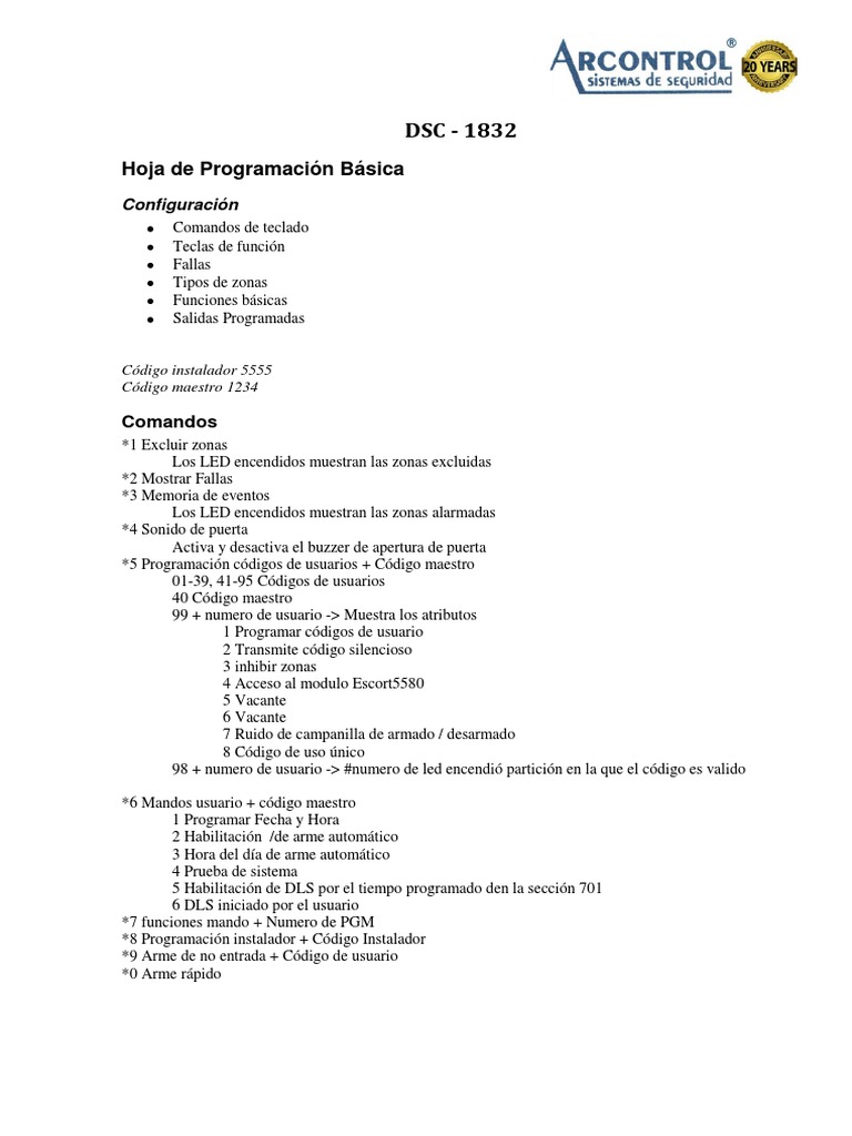 Fallas y Programación del DSC 1832 | PDF | Hardware de la computadora ...
