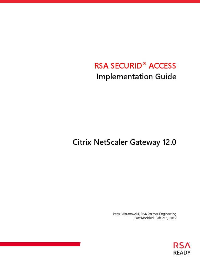 Citrix NetScalerGateway12 RSA SecurID Access PDF | PDF | Radius ...