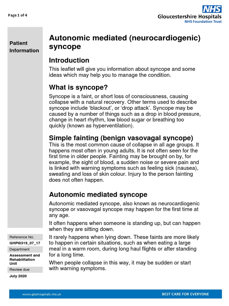Autonomic Mediated Neurocardiogenic Syncope GHPI0319!07!17 PDF